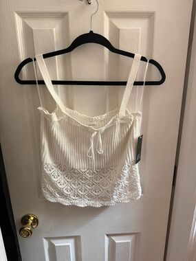 NWT White Crochet Hem Tank Top